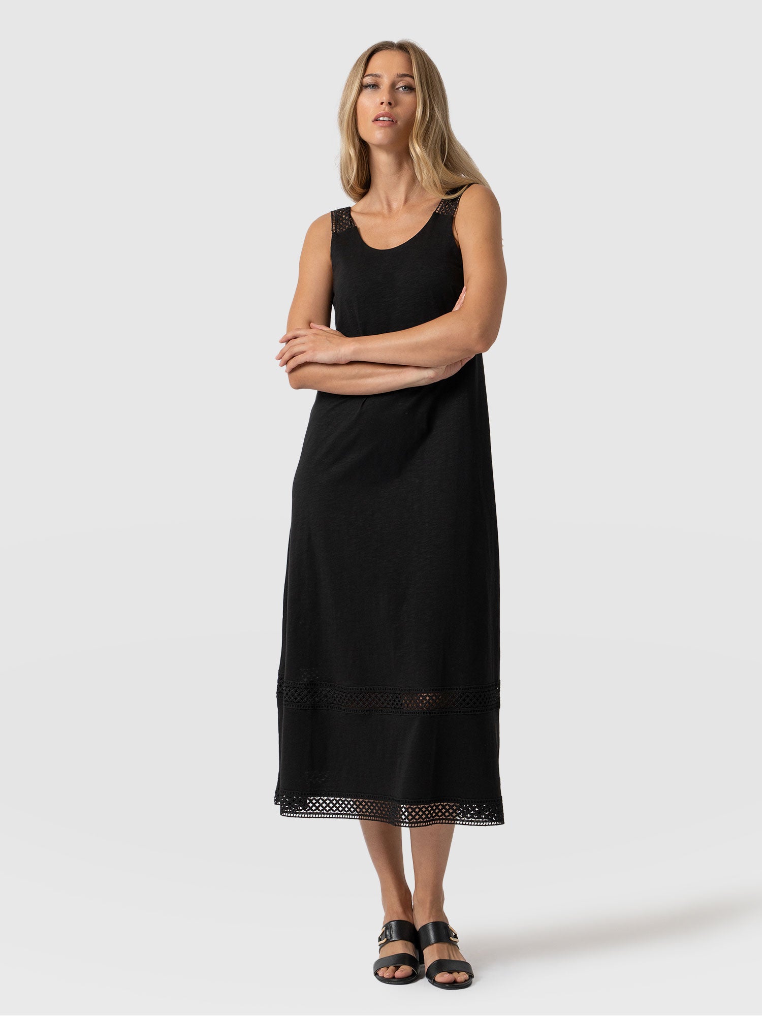 Ruby Lace Trapeze Dress Black - Women's Dresses | Saint + Sofia® USA